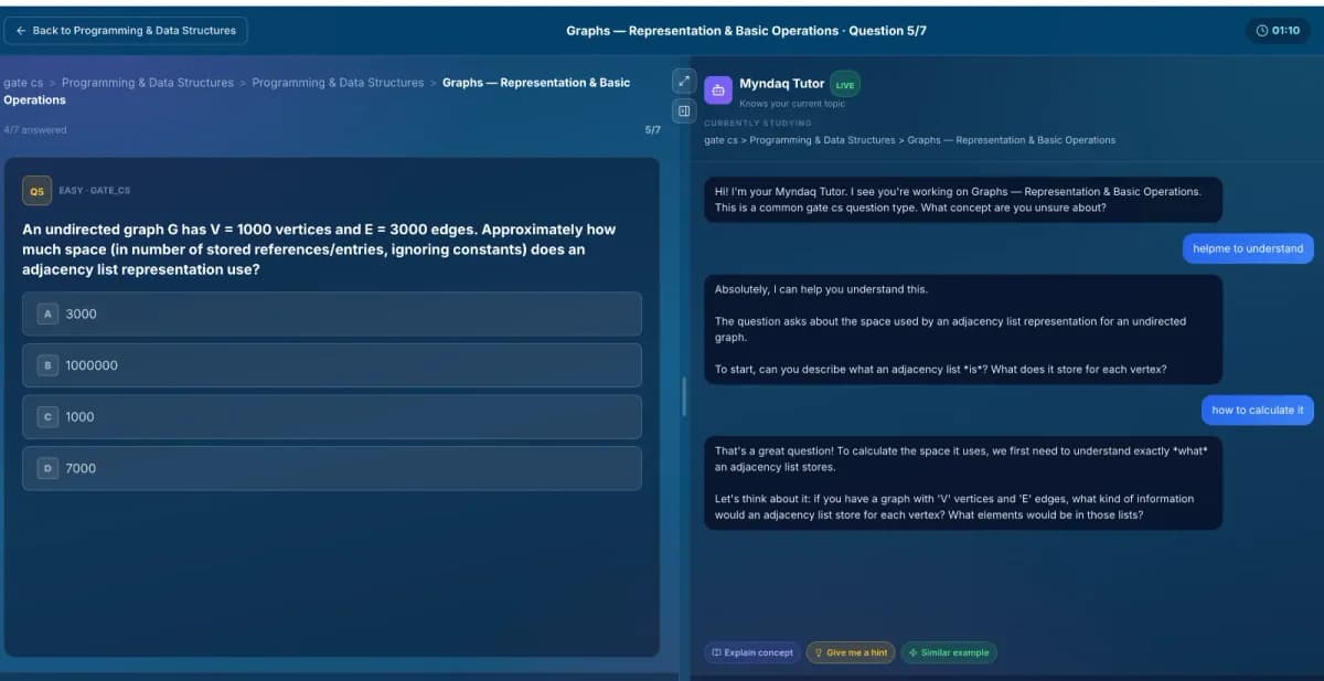 Actual Myndaq course screen. Select the image to enlarge it.