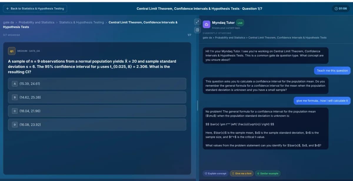 Actual Myndaq course screen. Select the image to enlarge it.