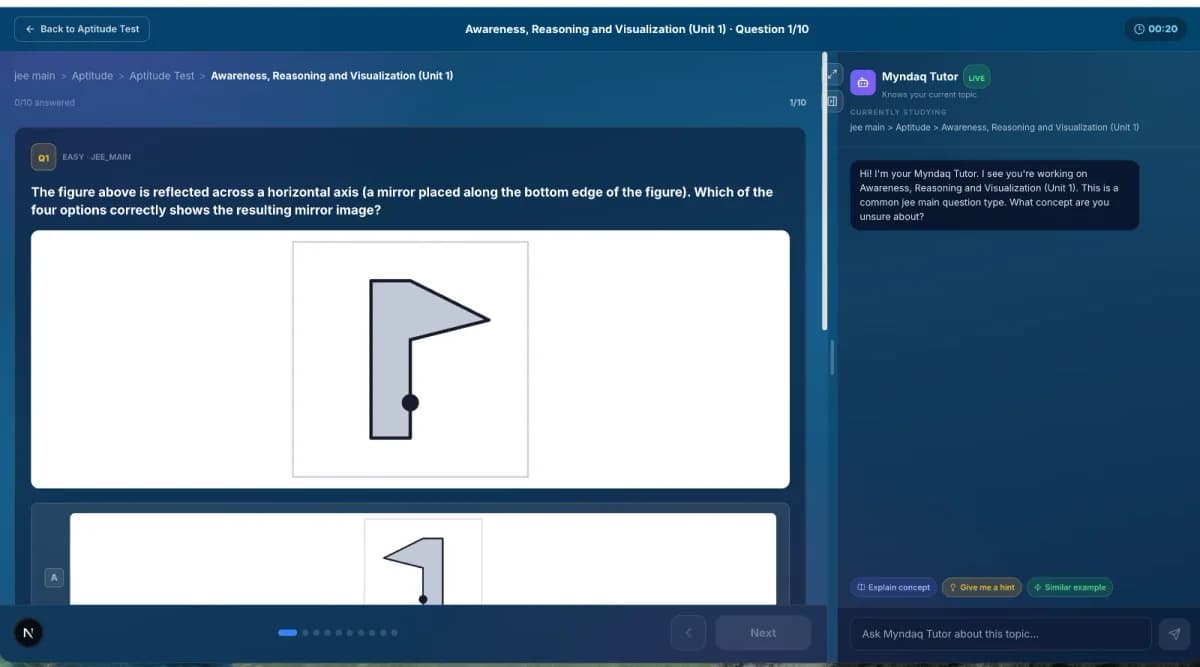 Actual Myndaq course screen. Select the image to enlarge it.
