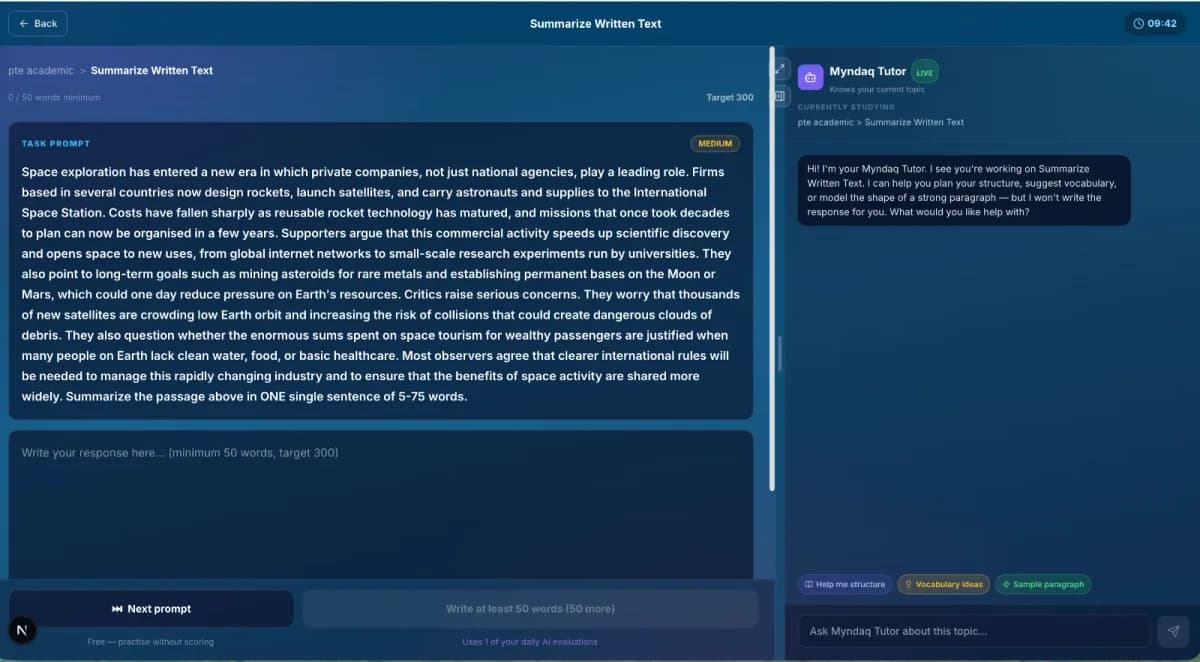 Actual Myndaq course screen. Select the image to enlarge it.