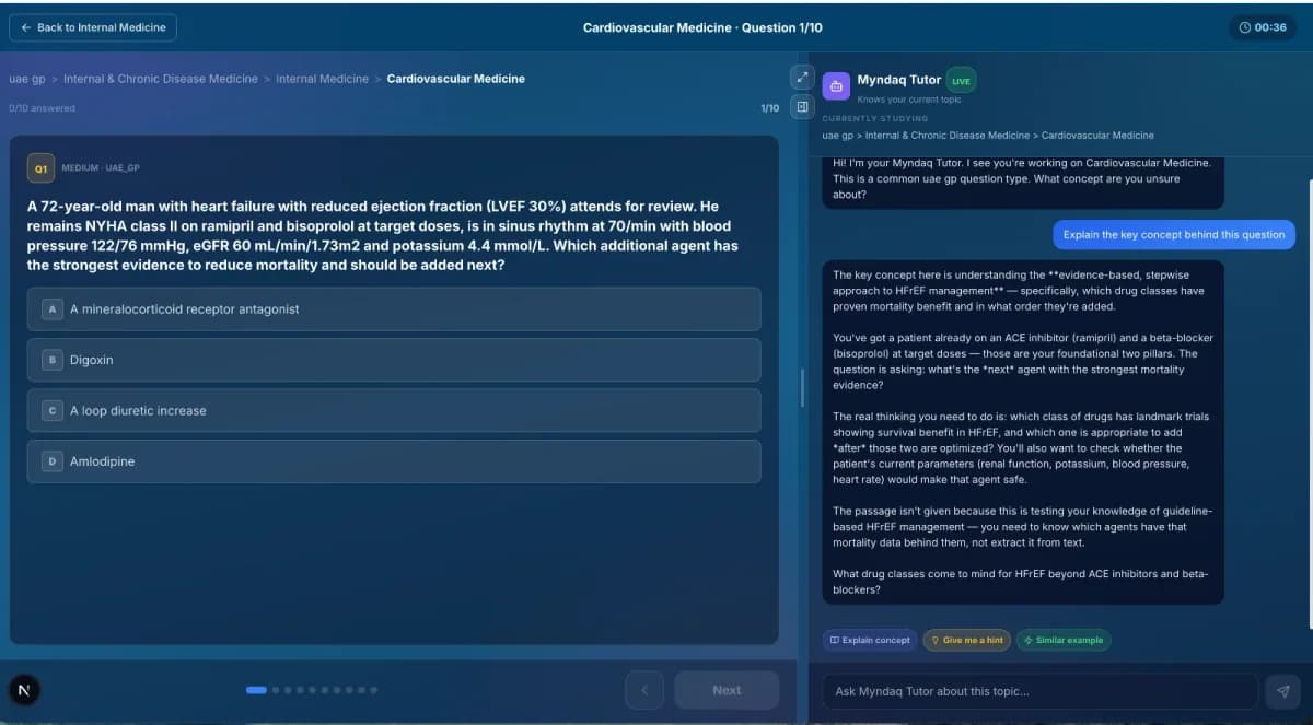 Actual Myndaq course screen. Select the image to enlarge it.