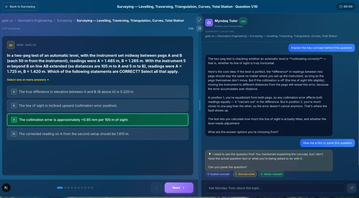 Actual Myndaq course screen. Select the image to enlarge it.