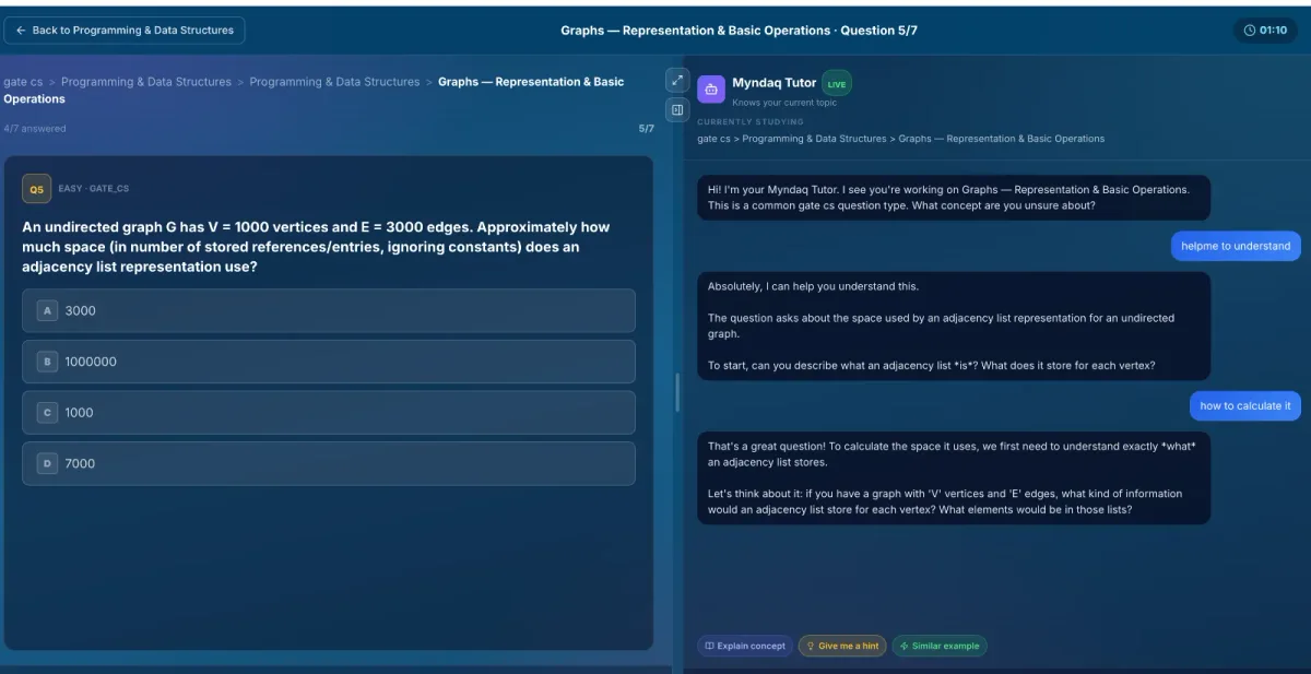 Actual Myndaq course screen. Select the image to enlarge it.