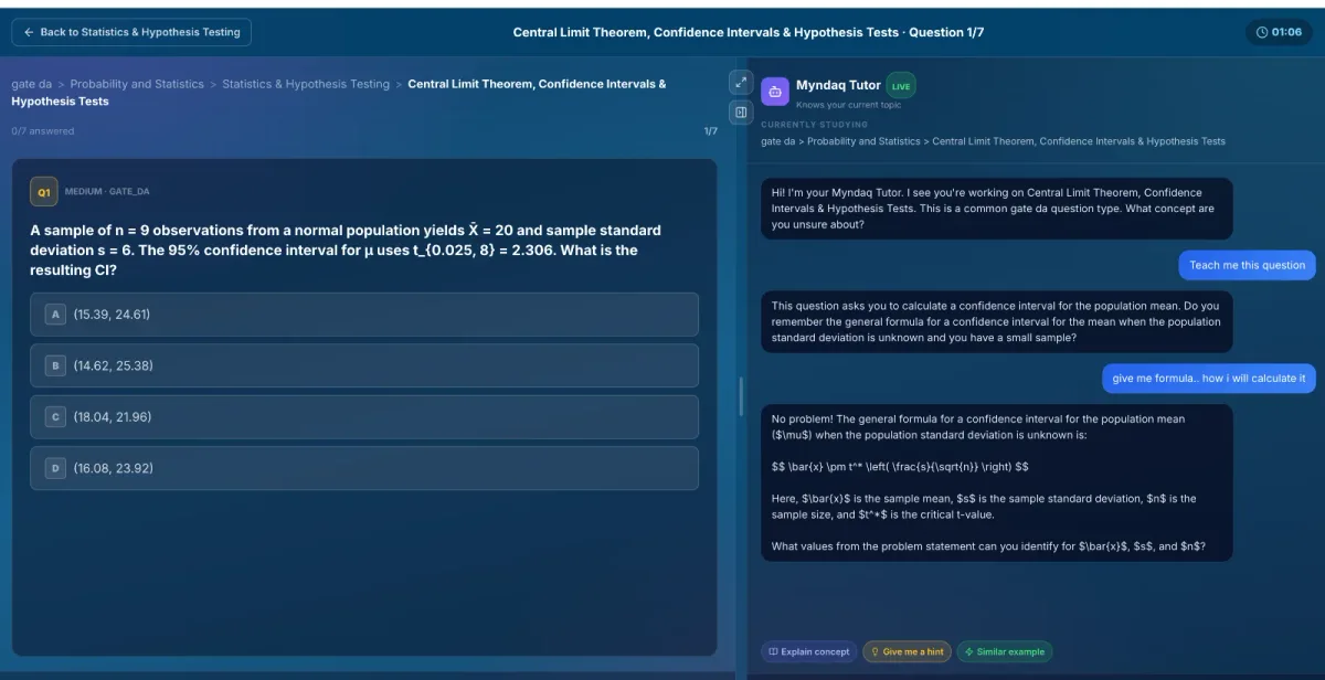 Actual Myndaq course screen. Select the image to enlarge it.