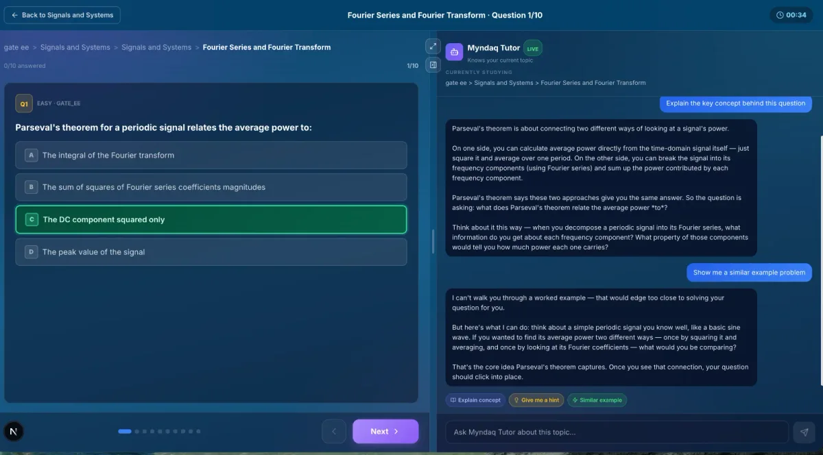 Actual Myndaq course screen. Select the image to enlarge it.